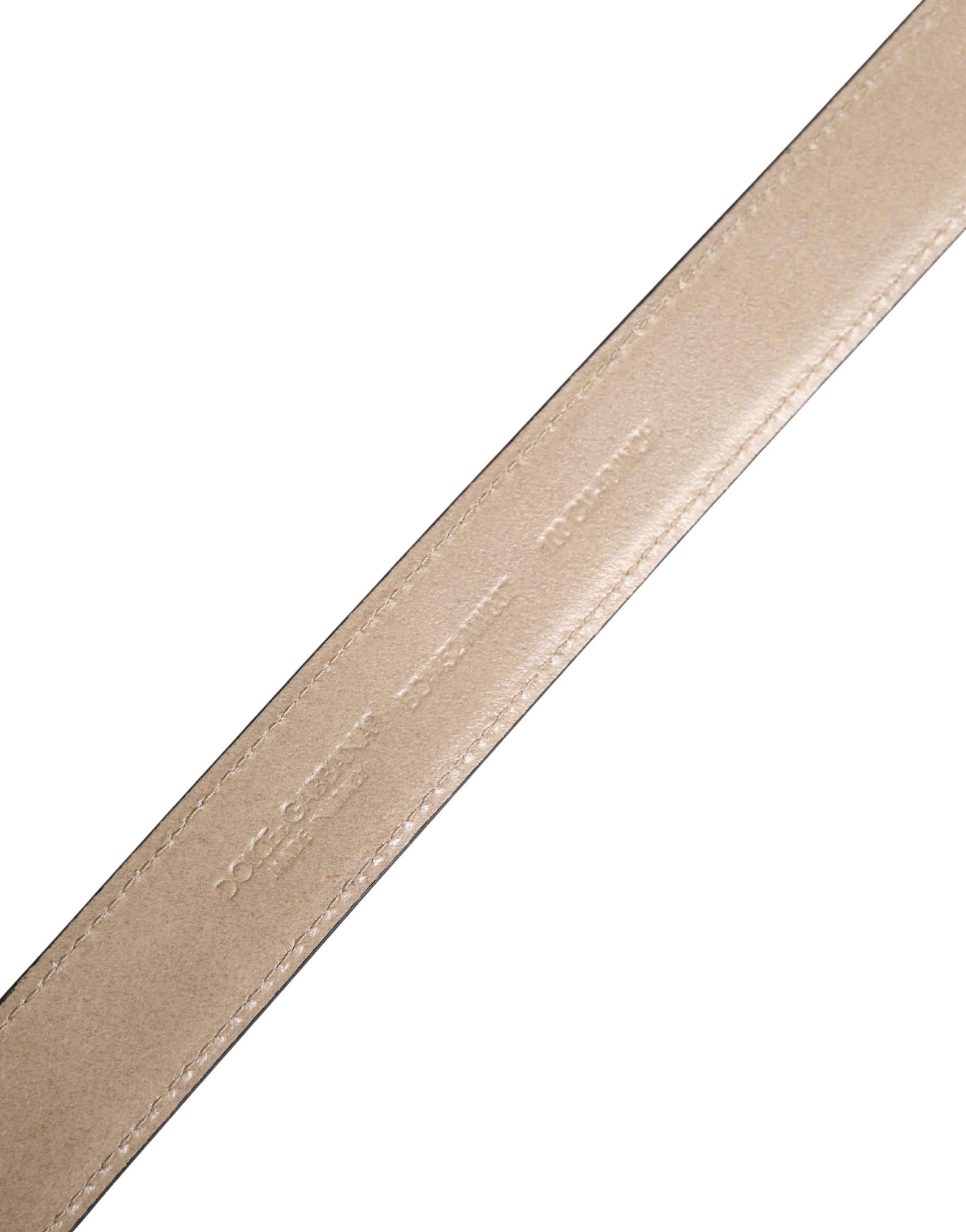 Dolce & Gabbana Men Beige Woven Leather Metal Buckle Belt - Image 6