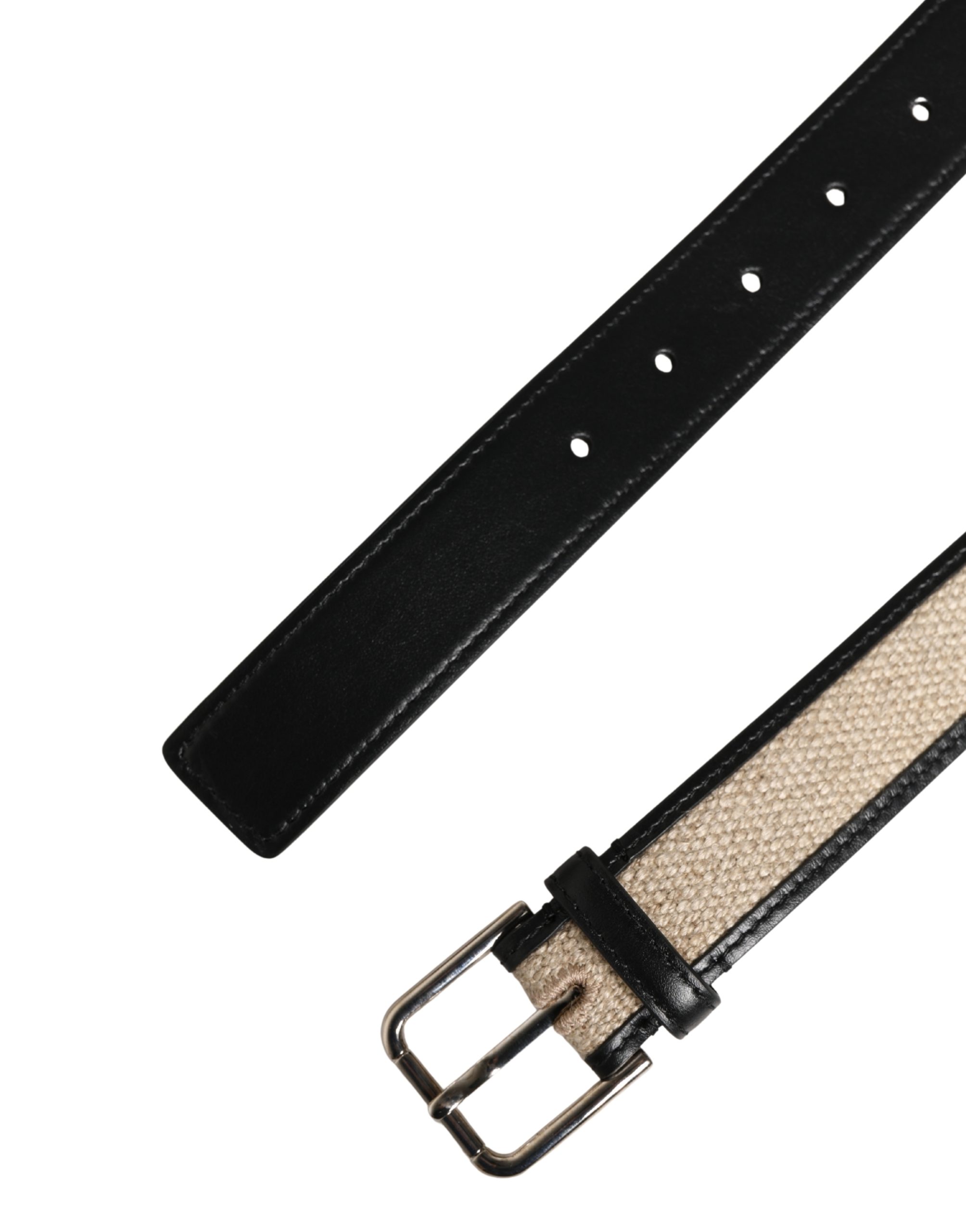 Dolce & Gabbana Men Beige Woven Leather Metal Buckle Belt - Image 7