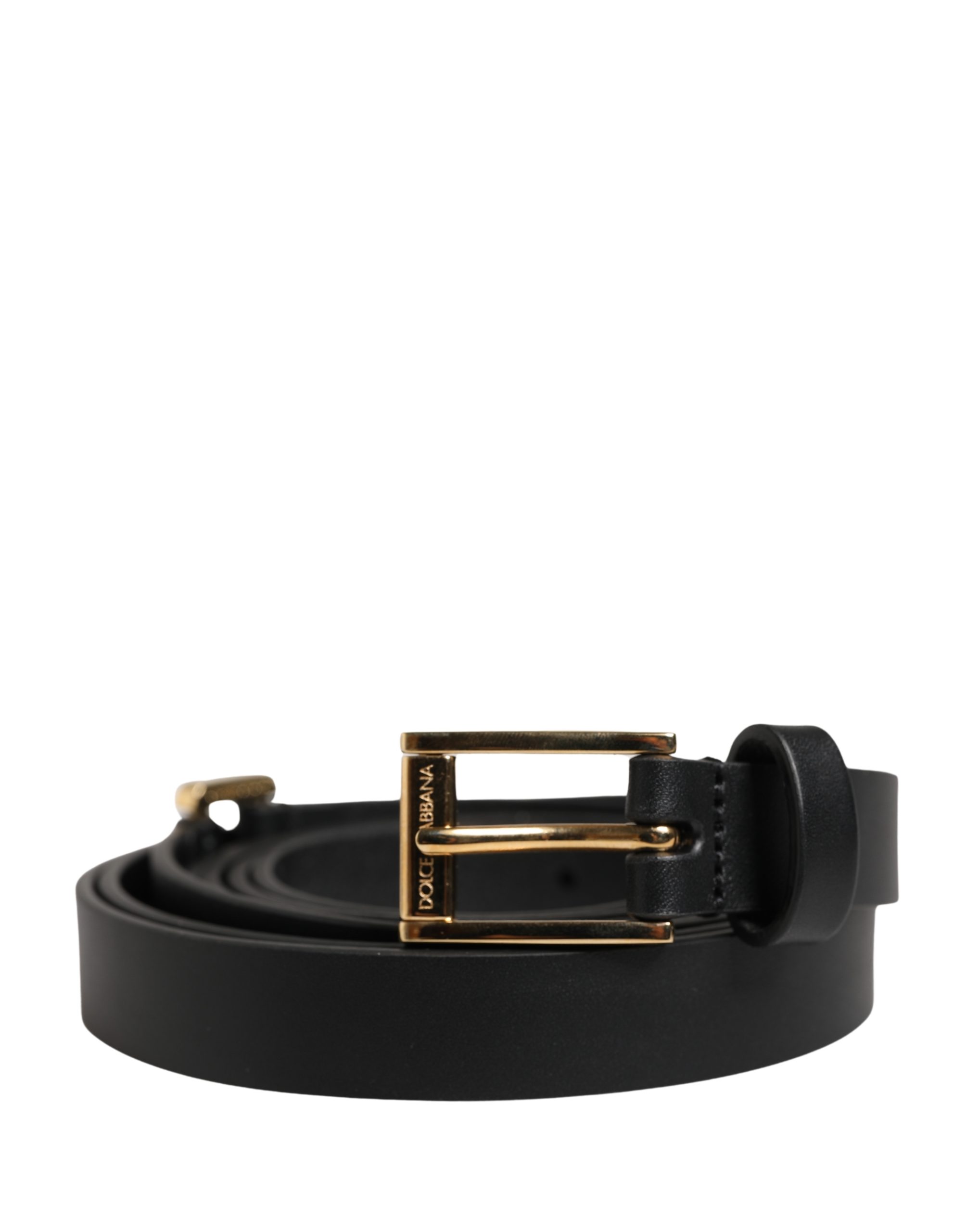 Dolce & Gabbana Men Black Leather Classic Metal Buckle Belt - Image 2