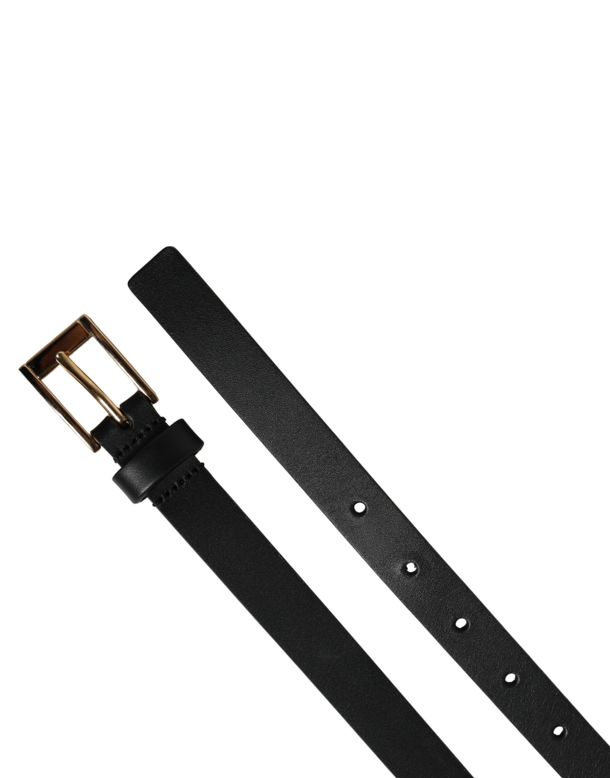 Dolce & Gabbana Men Black Leather Classic Metal Buckle Belt - Image 7