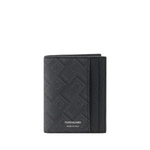 Ferragamo Black Calf Leather Bos Taurus Wallet