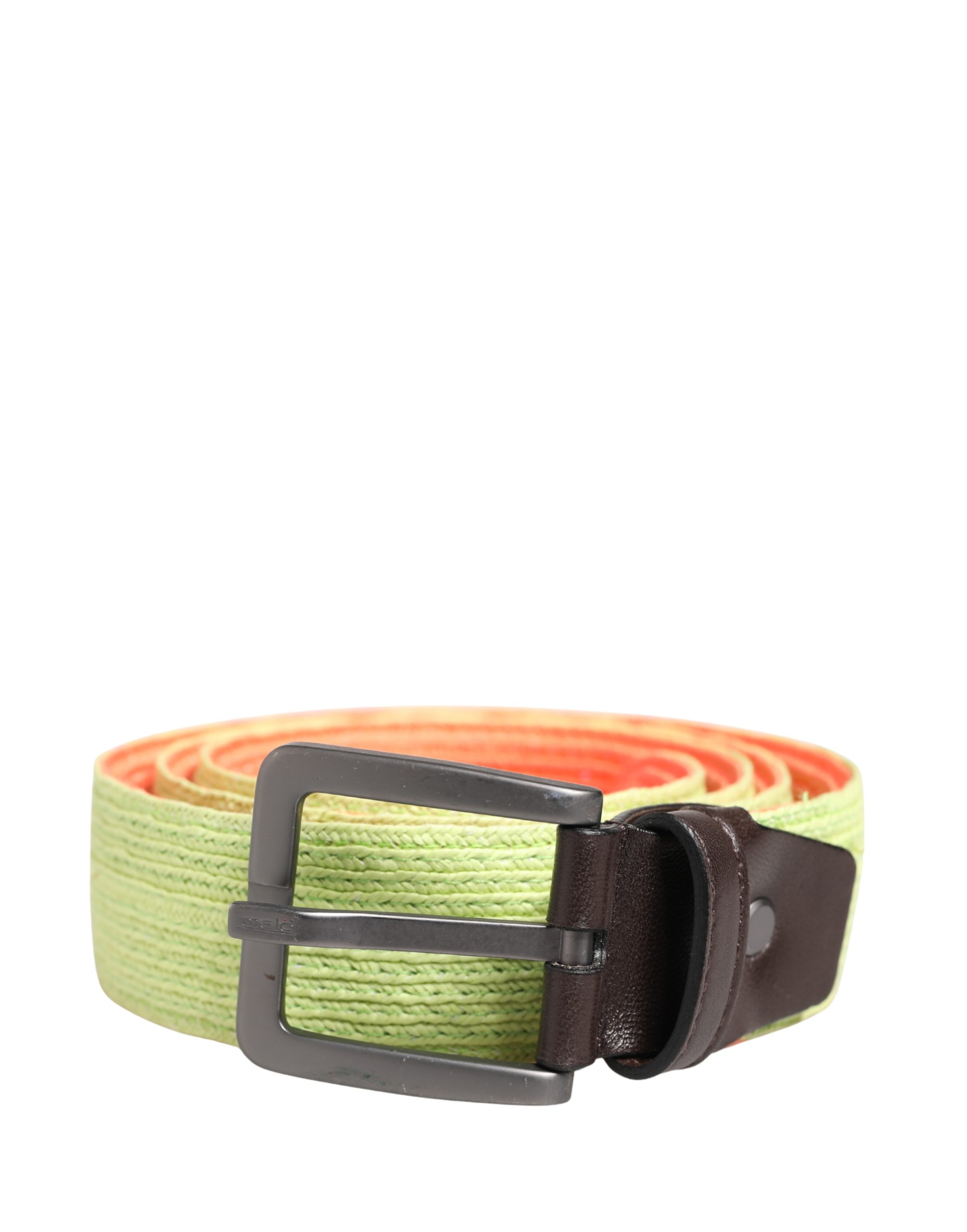 Malo Green Orange Braided Metal Buckle Waist Cintura Belt - Image 2