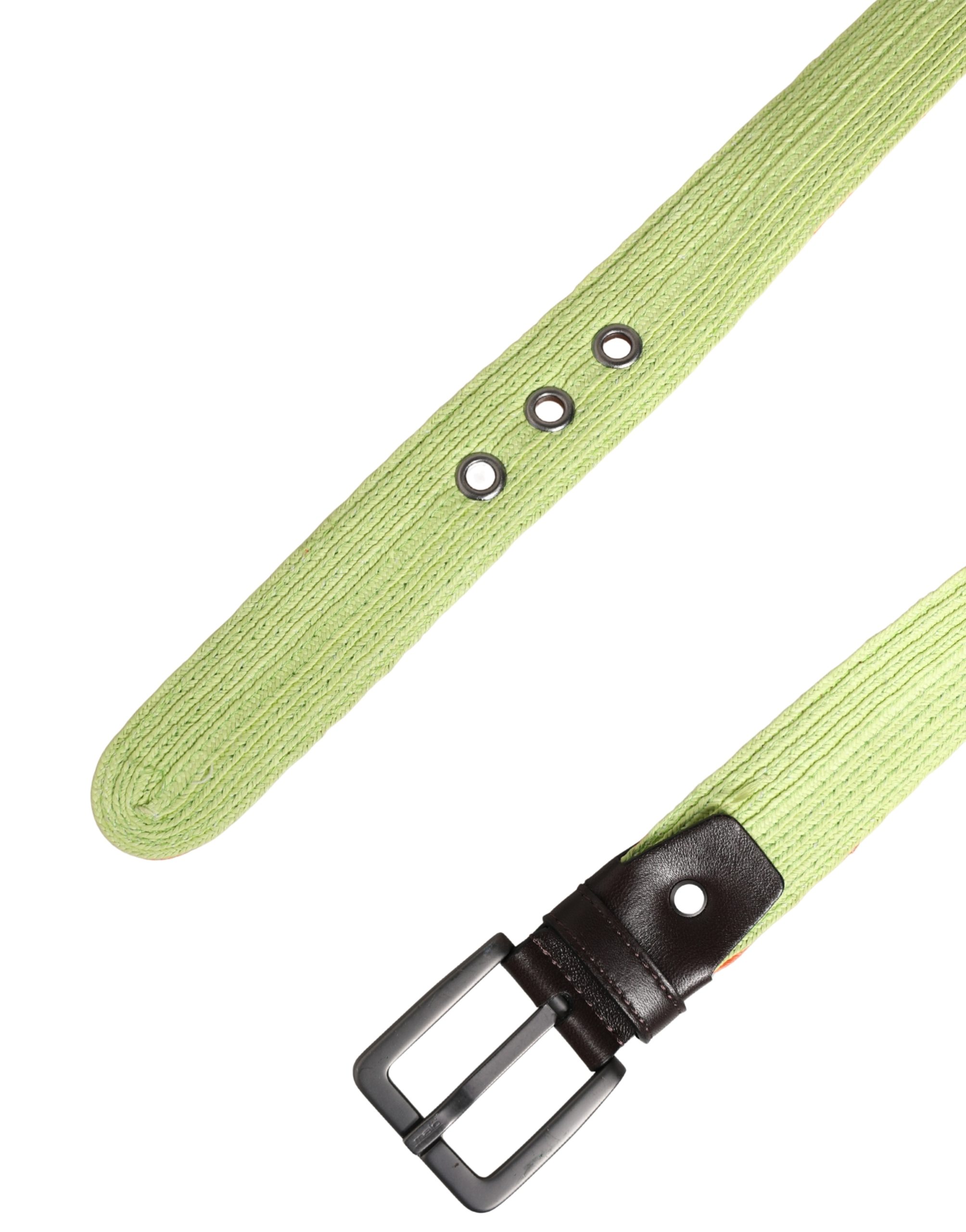 Malo Green Orange Braided Metal Buckle Waist Cintura Belt - Image 7