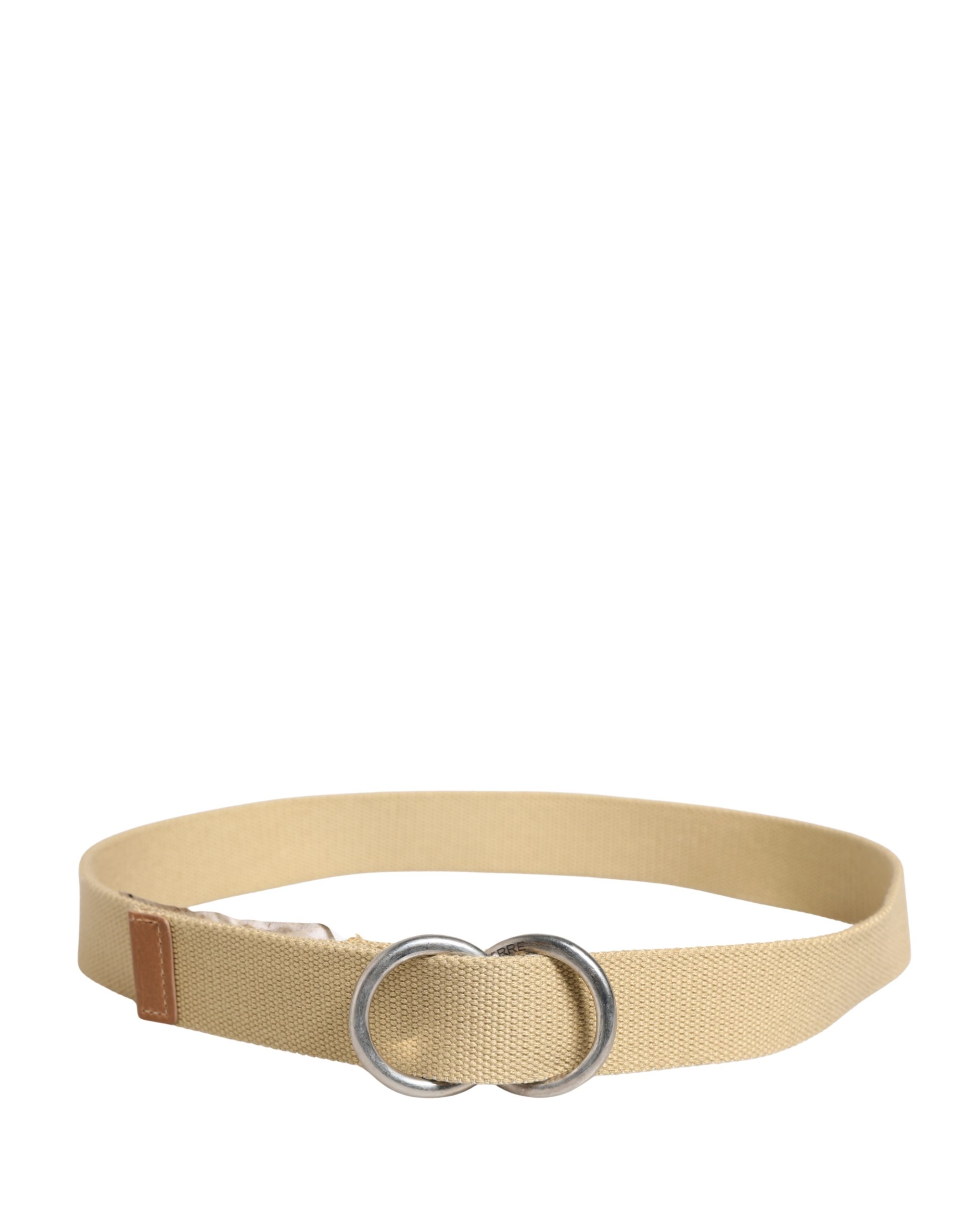 GF Ferre Men Beige Canvas Silver Metal Buckle Cintura Belt - Image 3
