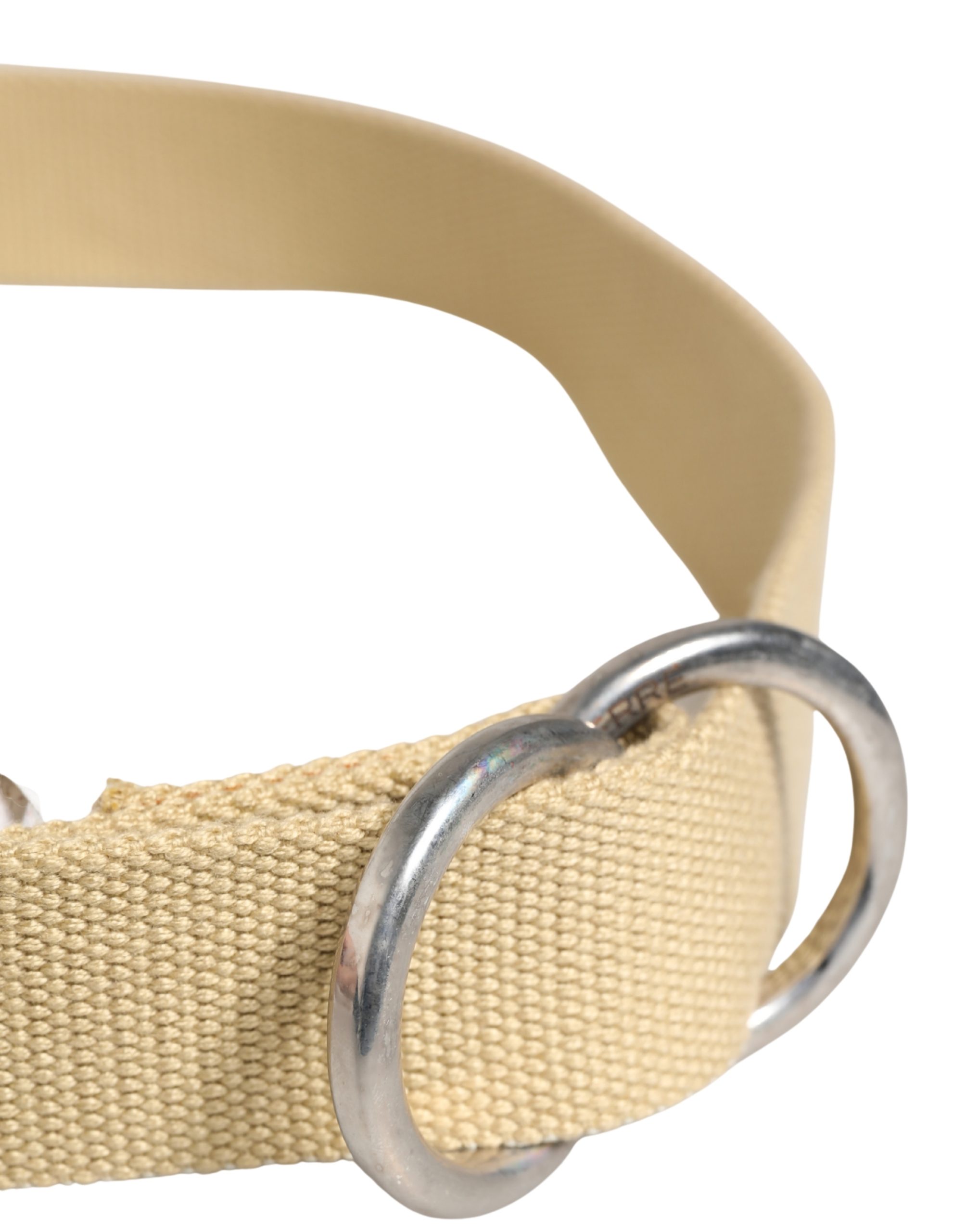 GF Ferre Men Beige Canvas Silver Metal Buckle Cintura Belt - Image 4