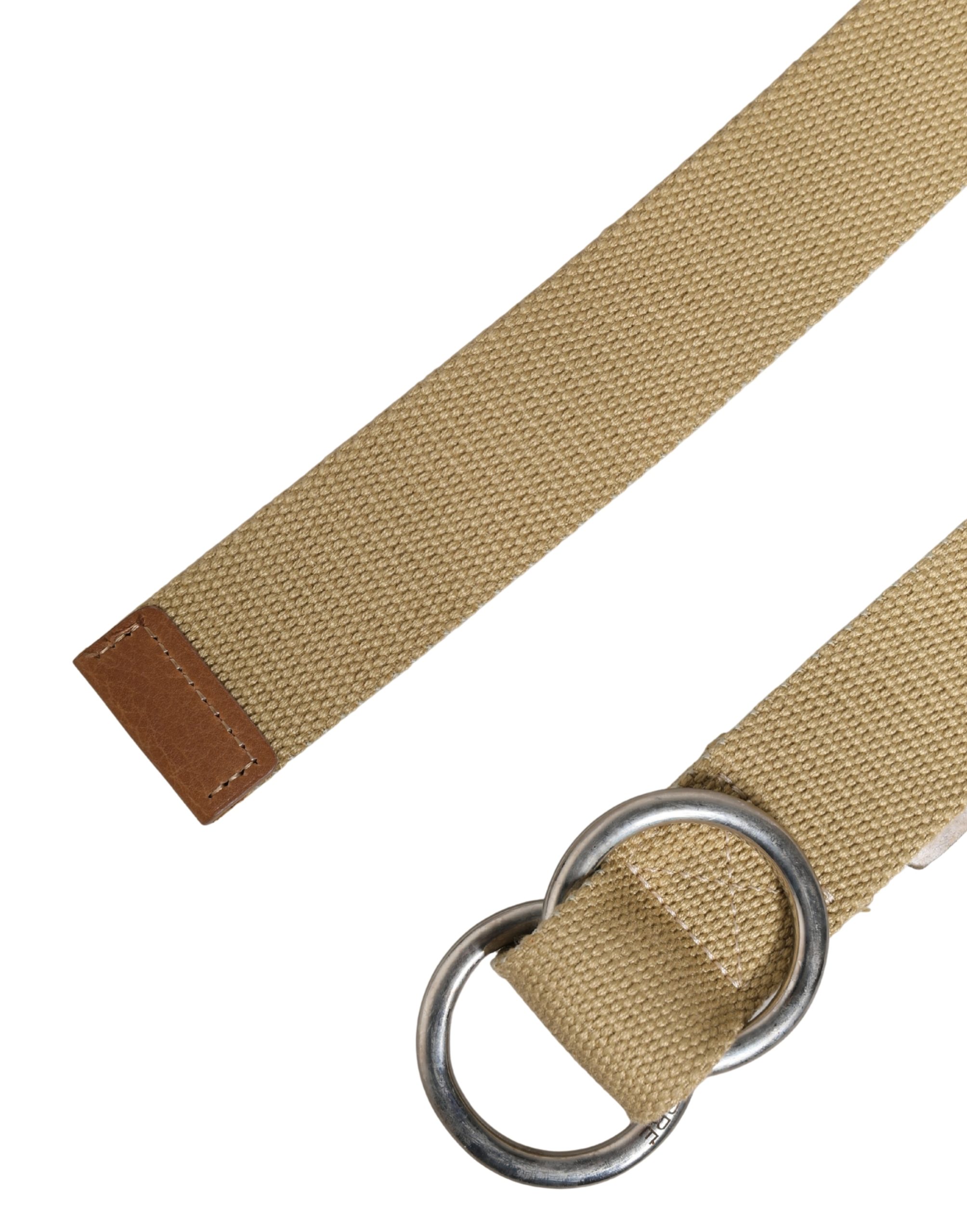 GF Ferre Men Beige Canvas Silver Metal Buckle Cintura Belt - Image 7