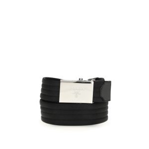 Prada Black Polyester Thin Belt