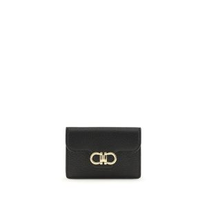 Ferragamo Black Calf Leather Bos Taurus Wallet