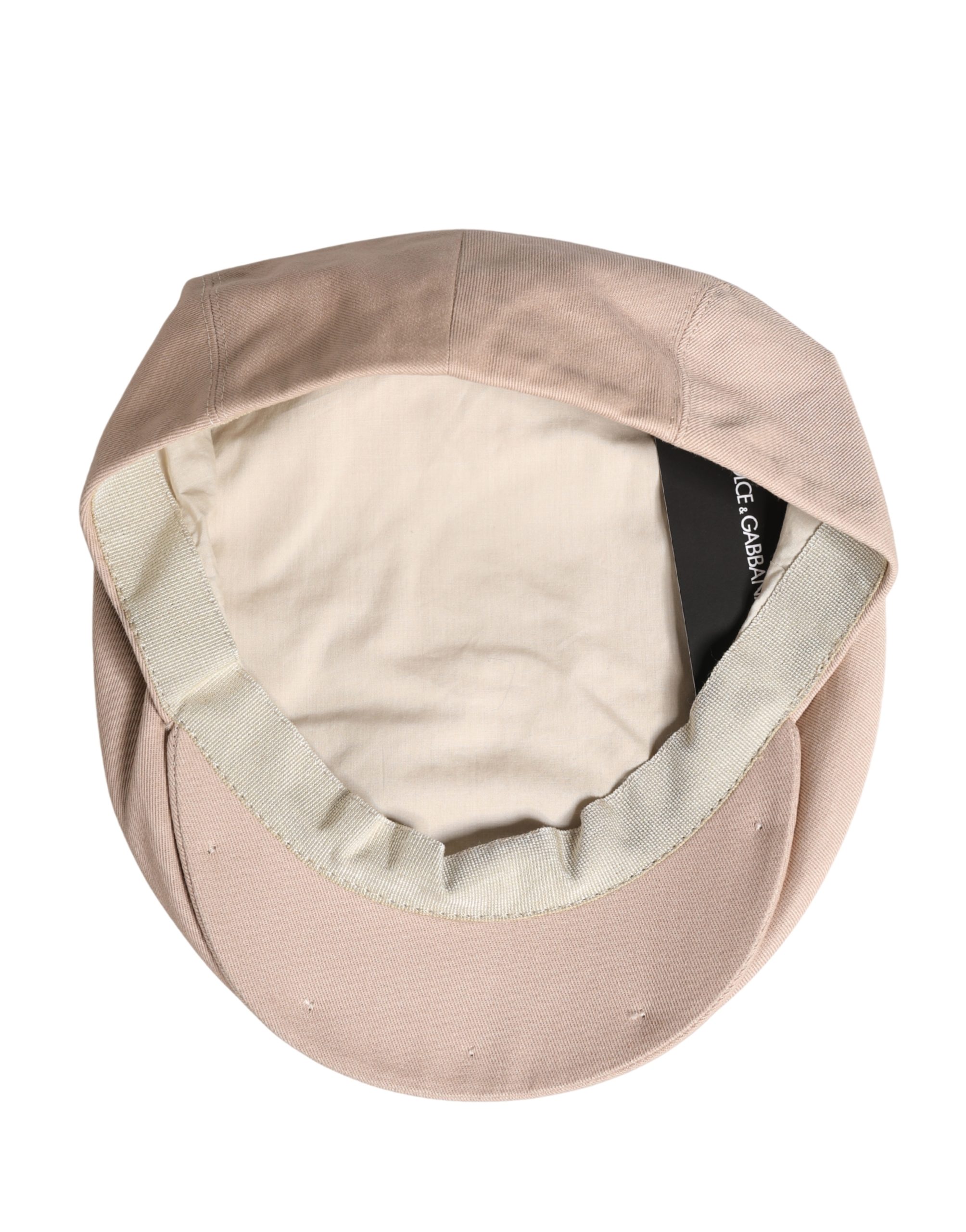 Dolce & Gabbana Men Beige Cotton Newsboy Cloth Capello Hat - Image 6