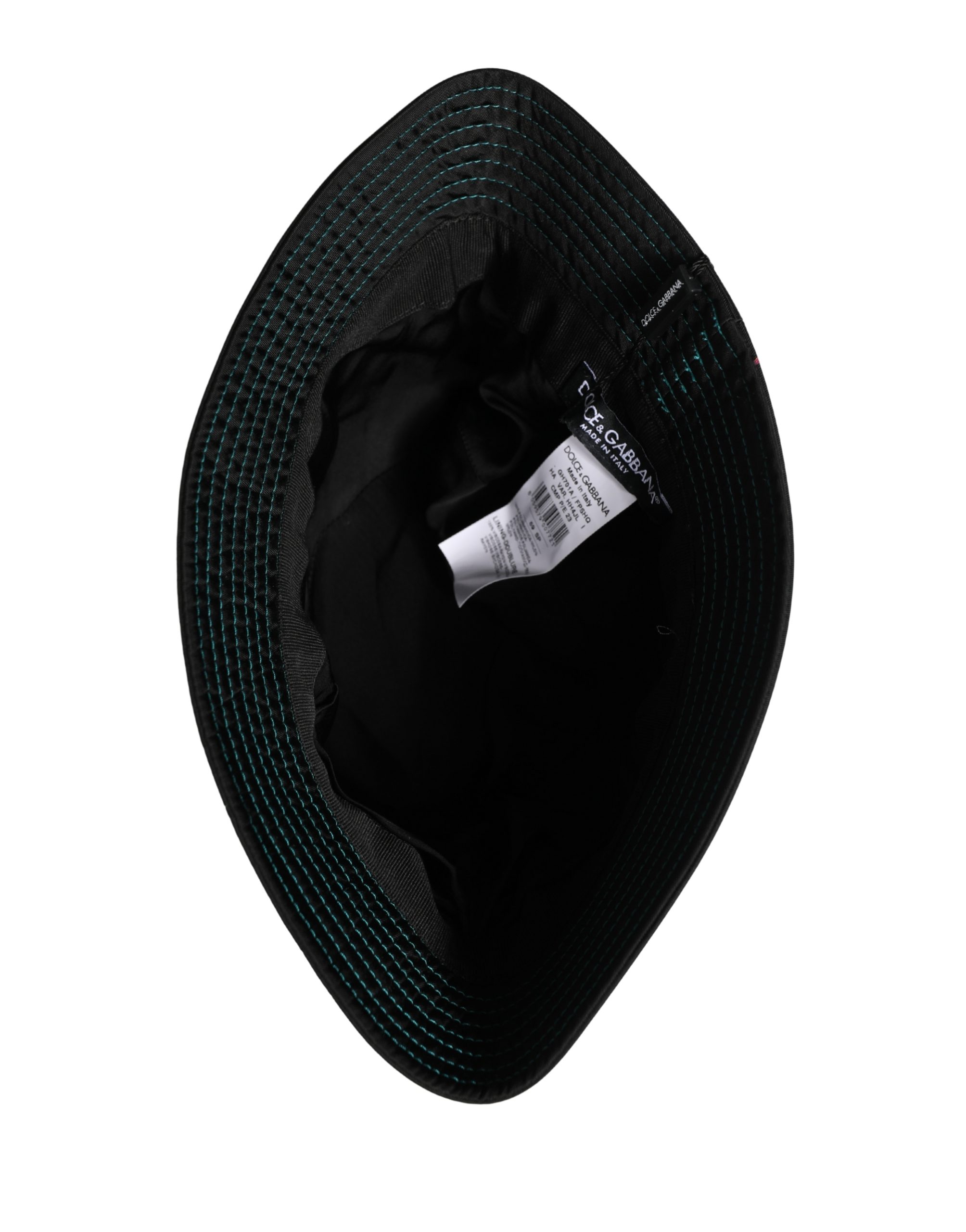 Dolce & Gabbana Men Black Floral Print Nylon Fisherman Cap Hat - Image 6