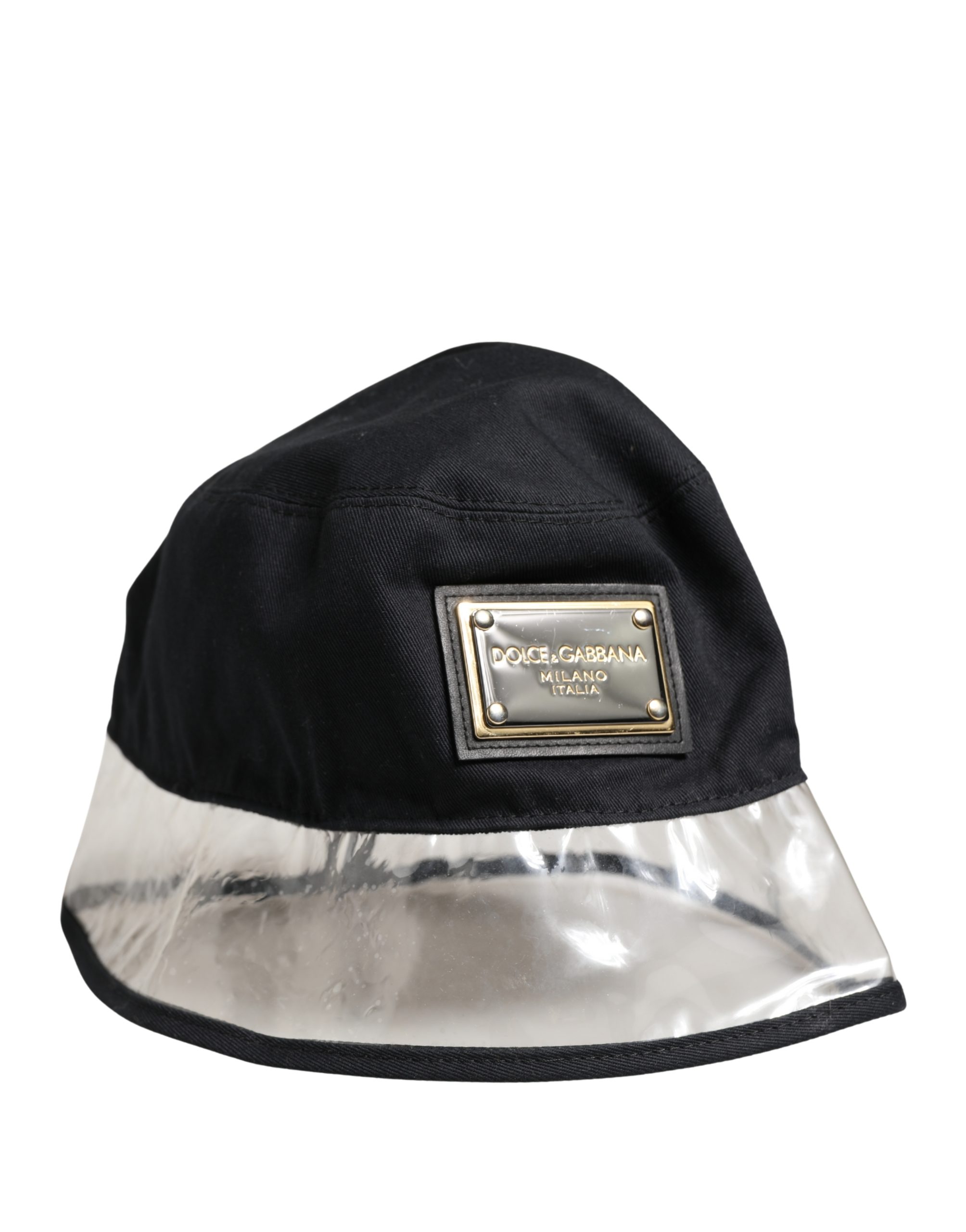 Dolce & Gabbana Black Cotton Plastic Fisherman Bucket Capello Hat - Image 2