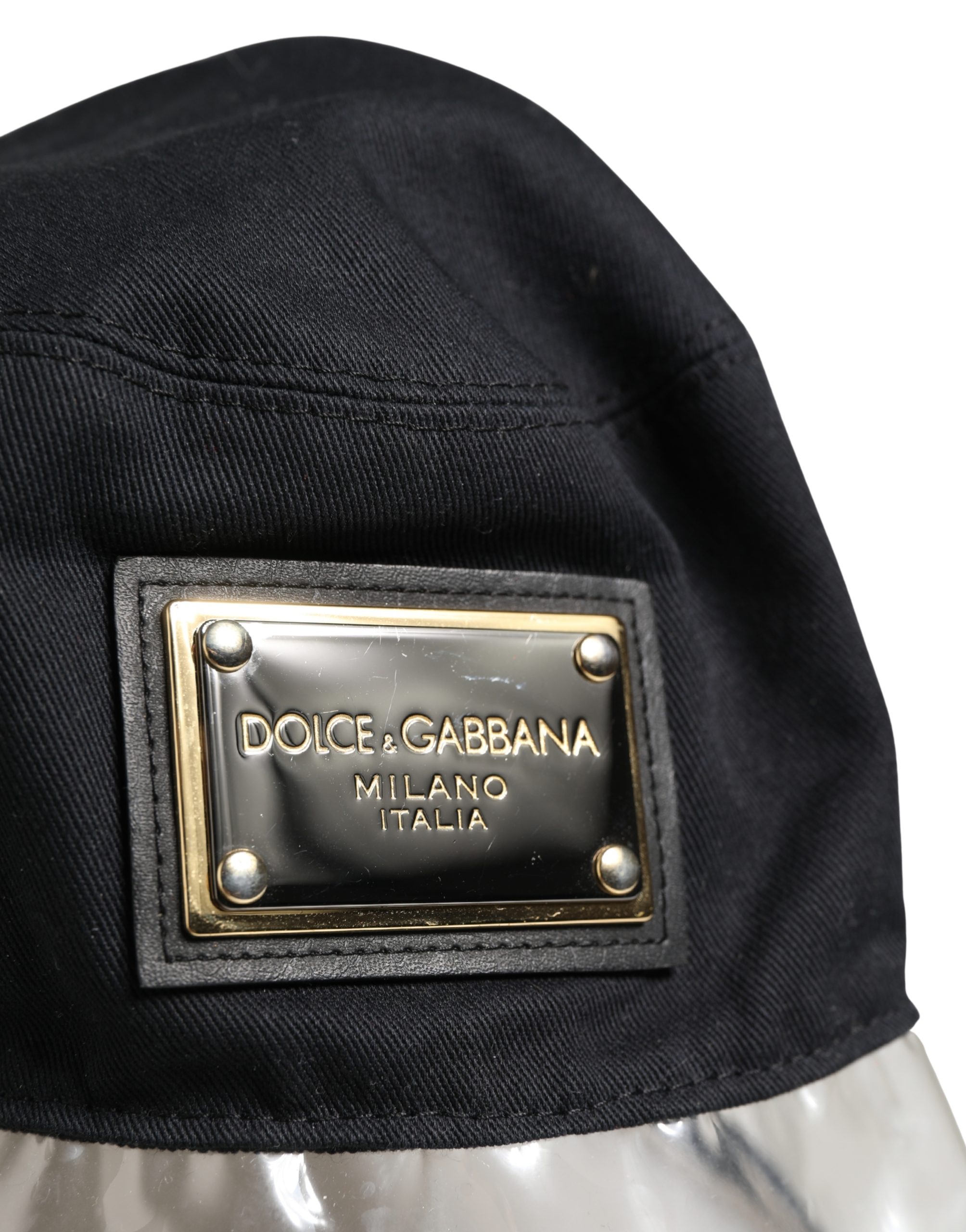 Dolce & Gabbana Black Cotton Plastic Fisherman Bucket Capello Hat - Image 3