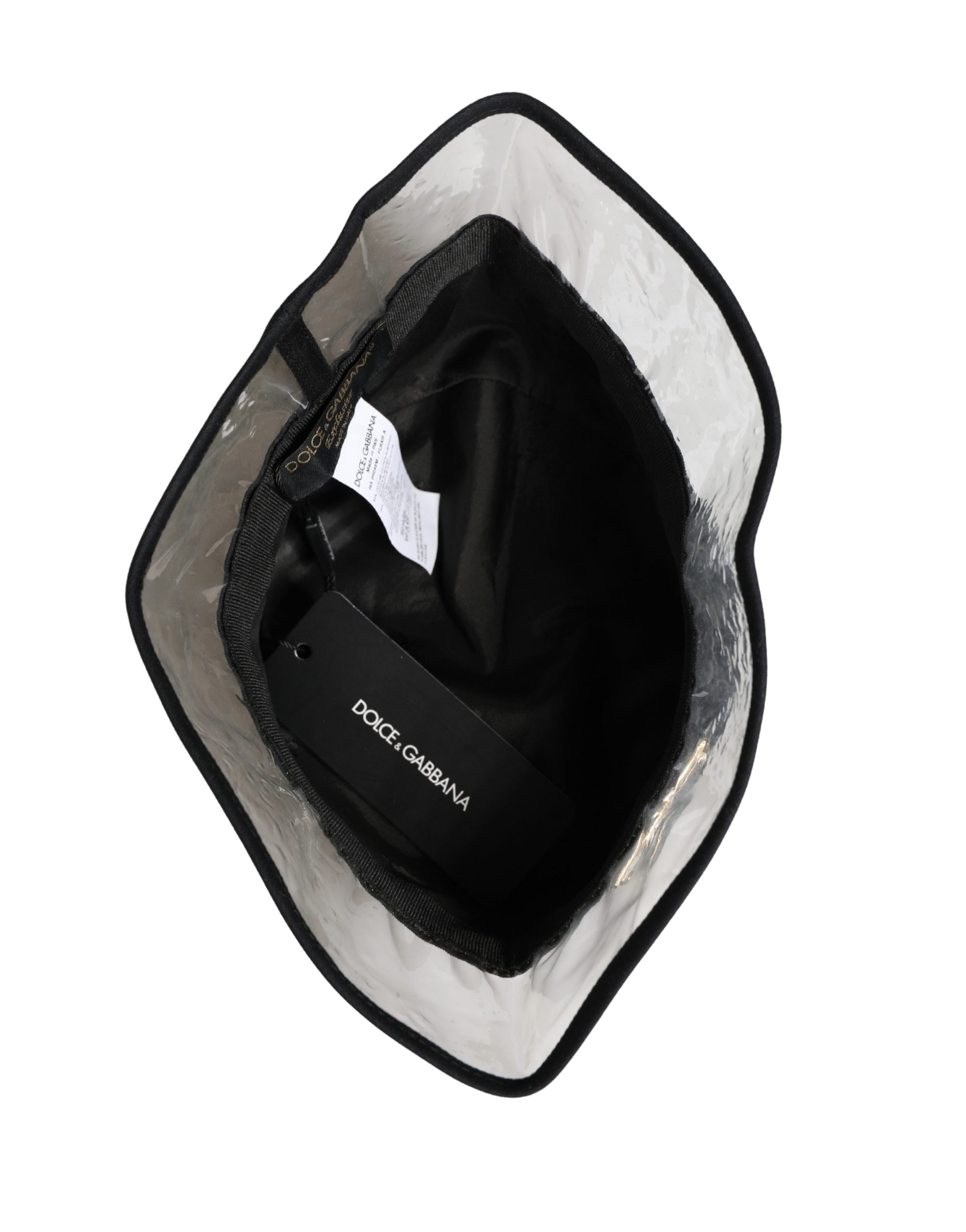 Dolce & Gabbana Black Cotton Plastic Fisherman Bucket Capello Hat - Image 7