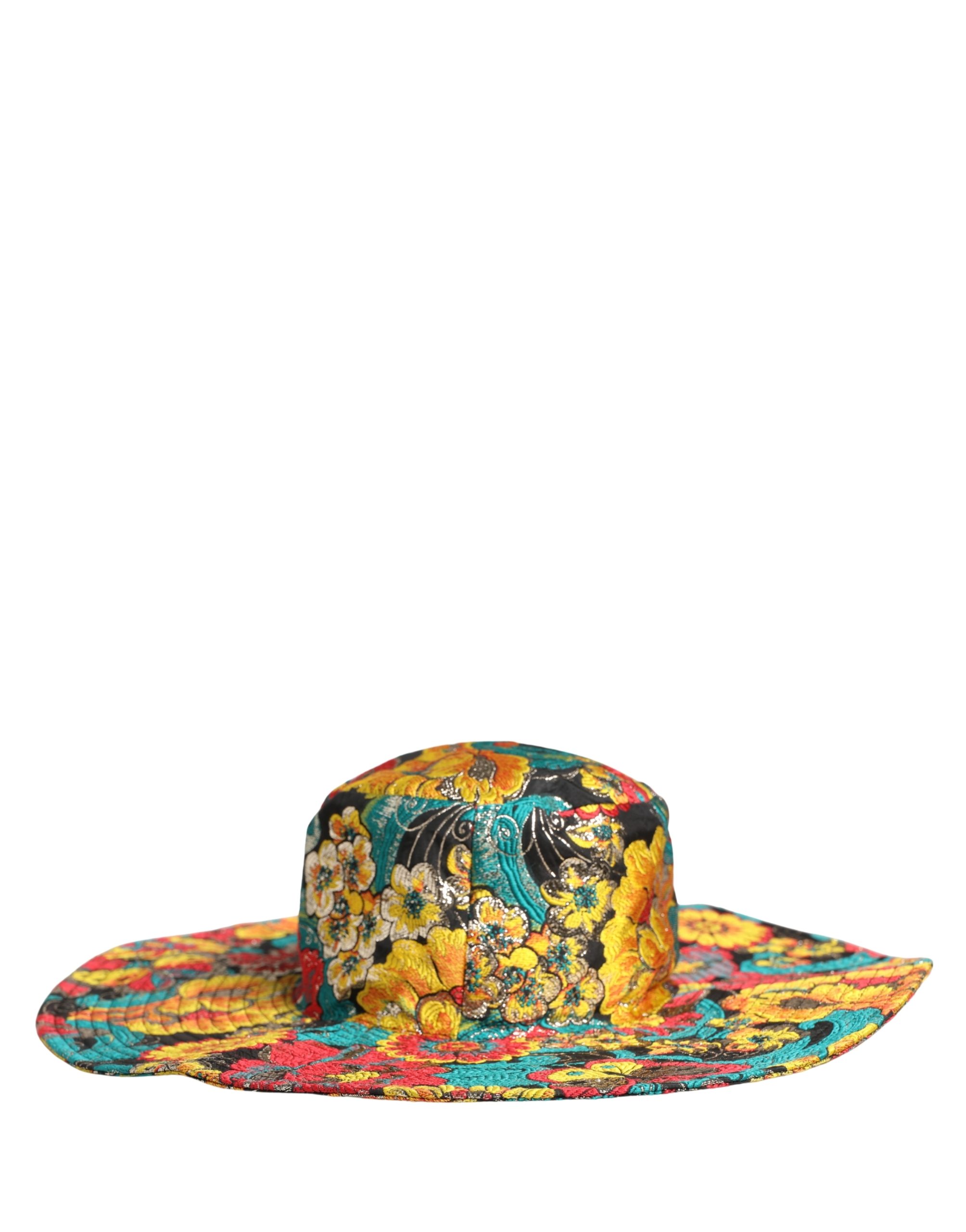 Dolce & Gabbana Men Multicolor Brocade Wide Brim Fisherman Capello Hat - Image 4