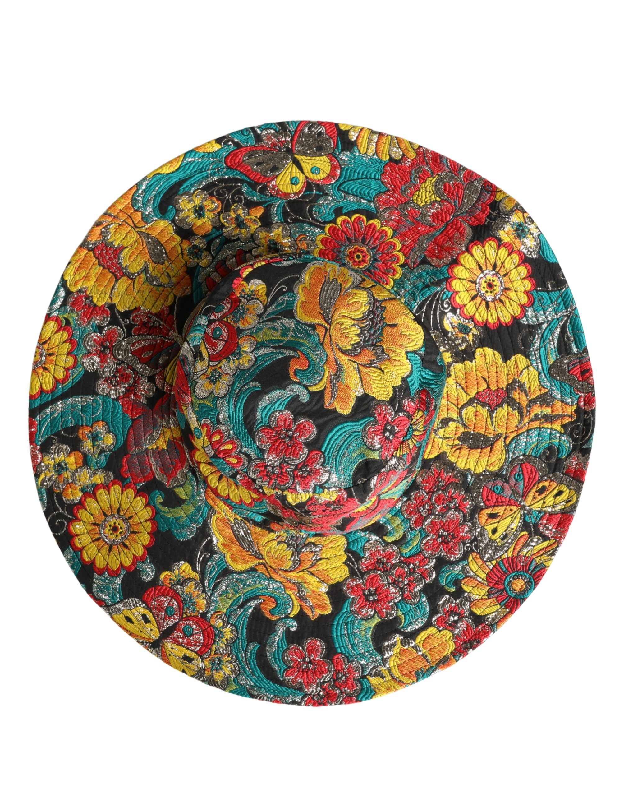 Dolce & Gabbana Men Multicolor Brocade Wide Brim Fisherman Capello Hat - Image 7