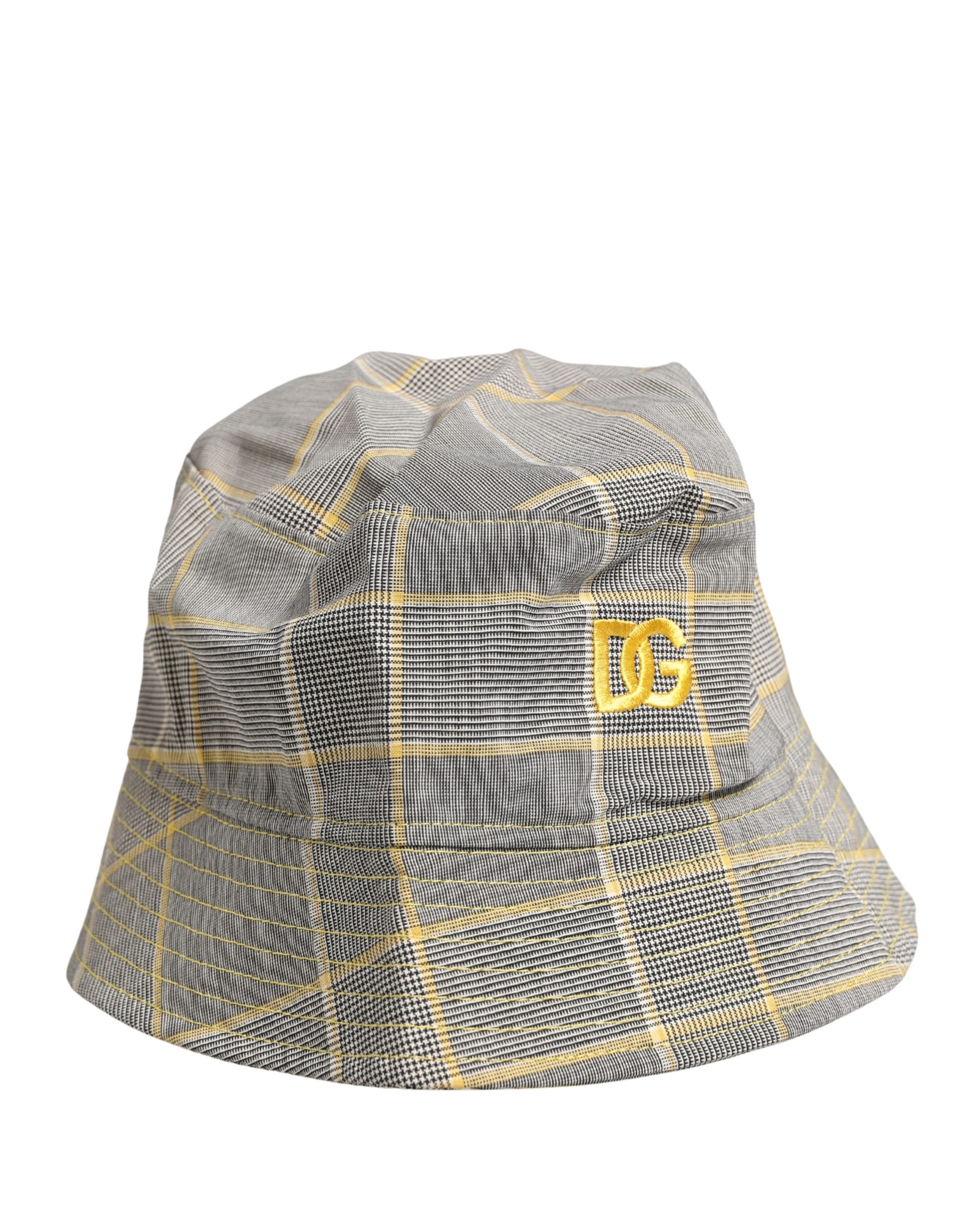 Dolce & Gabbana Men Gray Checkered Bucket Fisherman Capello Hat - Image 2