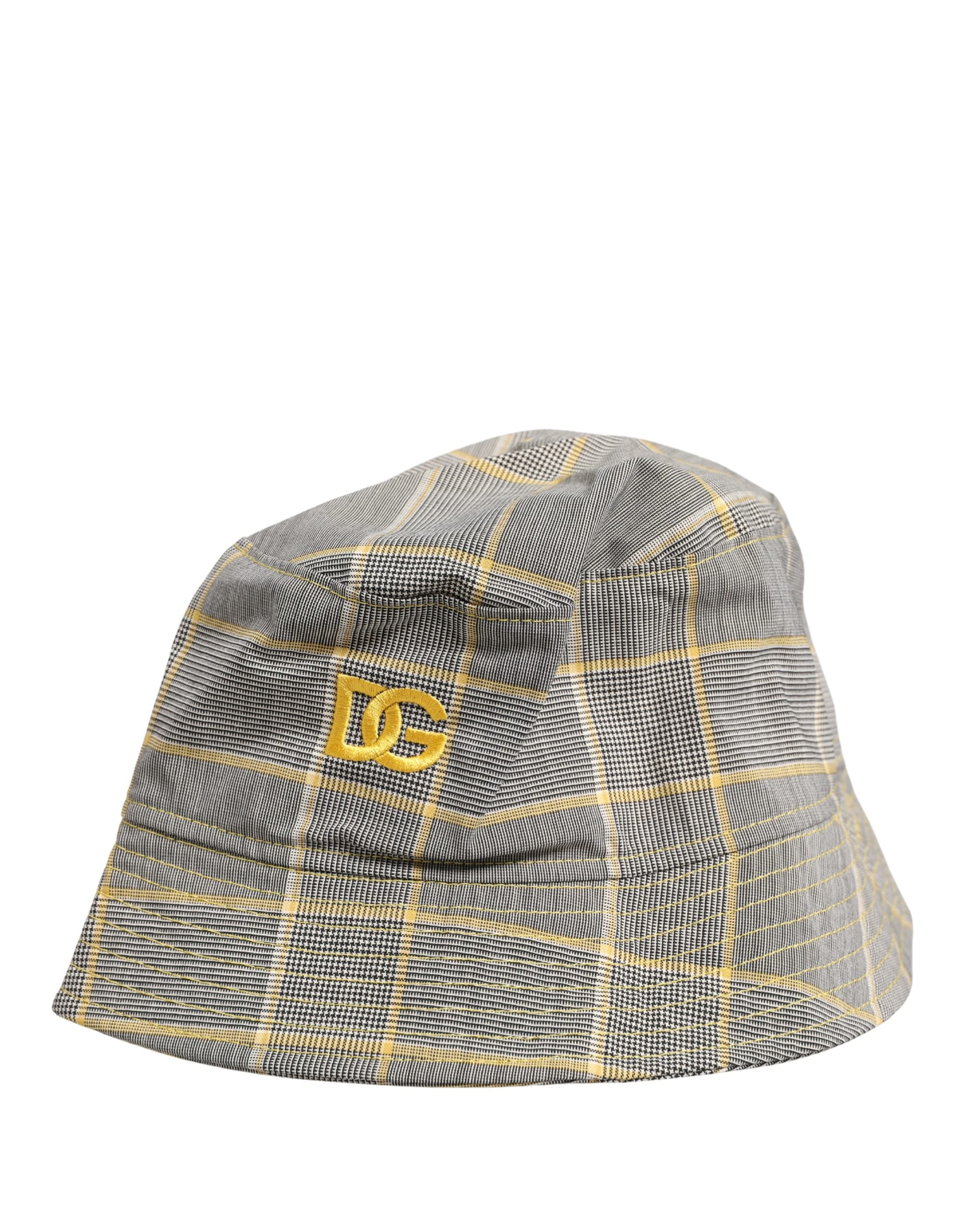 Dolce & Gabbana Men Gray Checkered Bucket Fisherman Capello Hat - Image 3