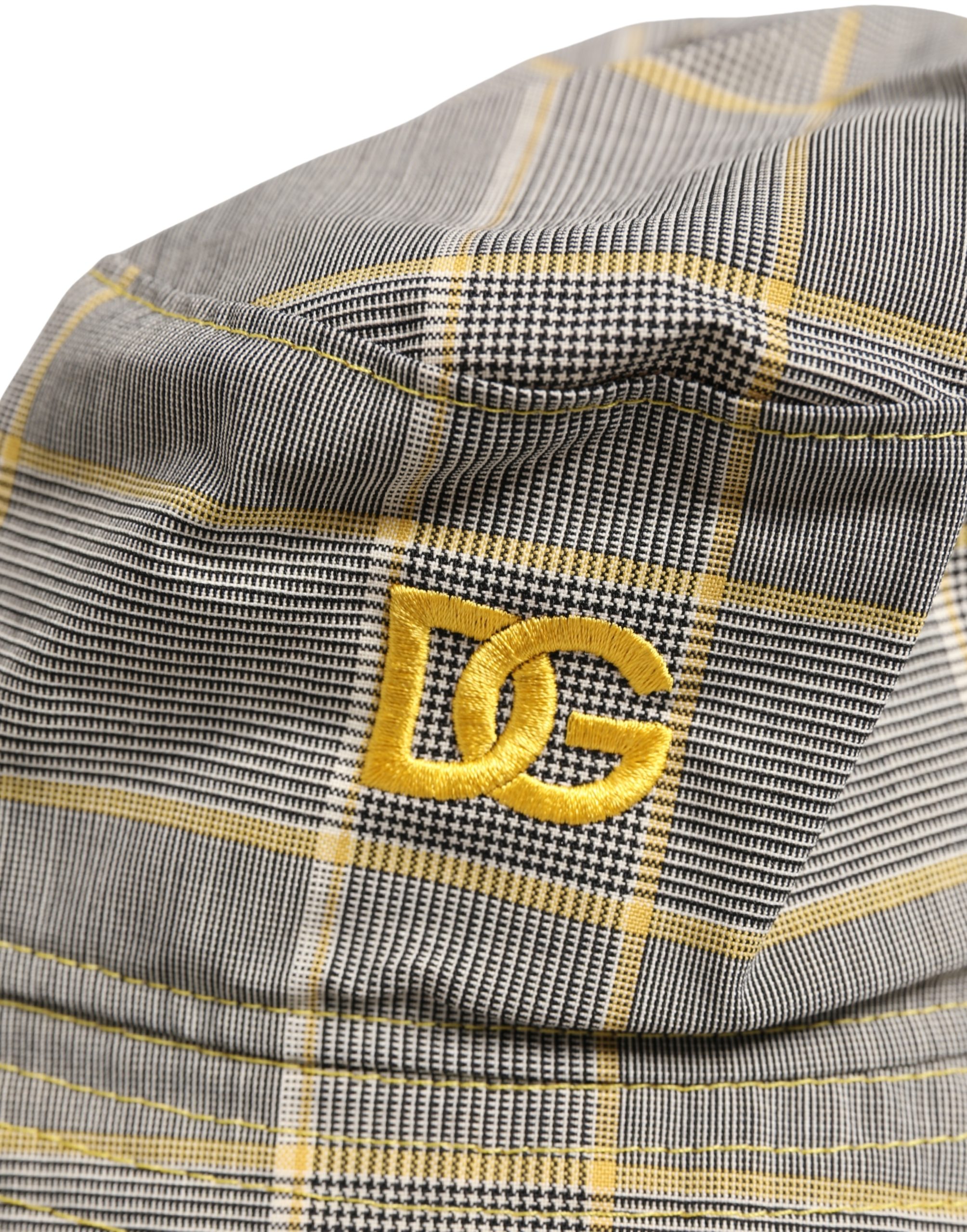 Dolce & Gabbana Men Gray Checkered Bucket Fisherman Capello Hat - Image 4