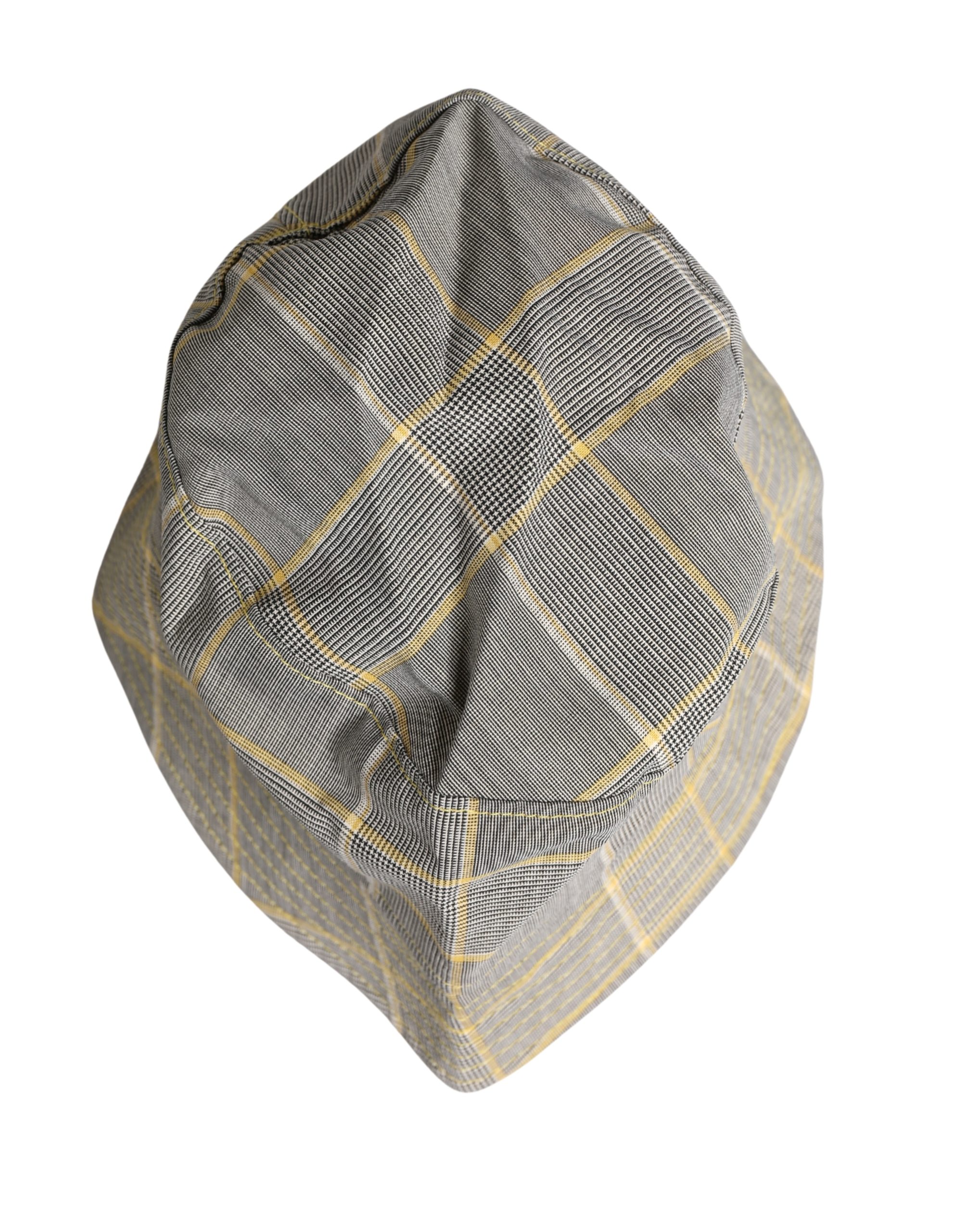 Dolce & Gabbana Men Gray Checkered Bucket Fisherman Capello Hat - Image 5
