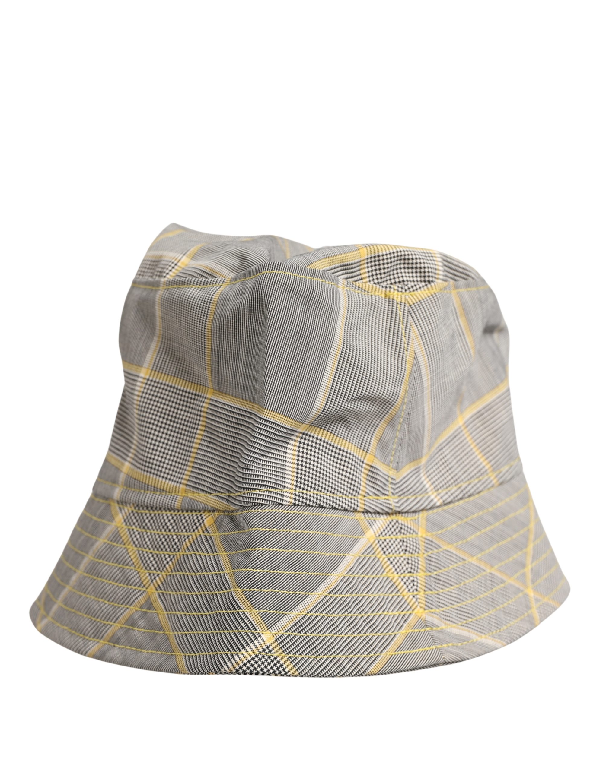 Dolce & Gabbana Men Gray Checkered Bucket Fisherman Capello Hat - Image 6