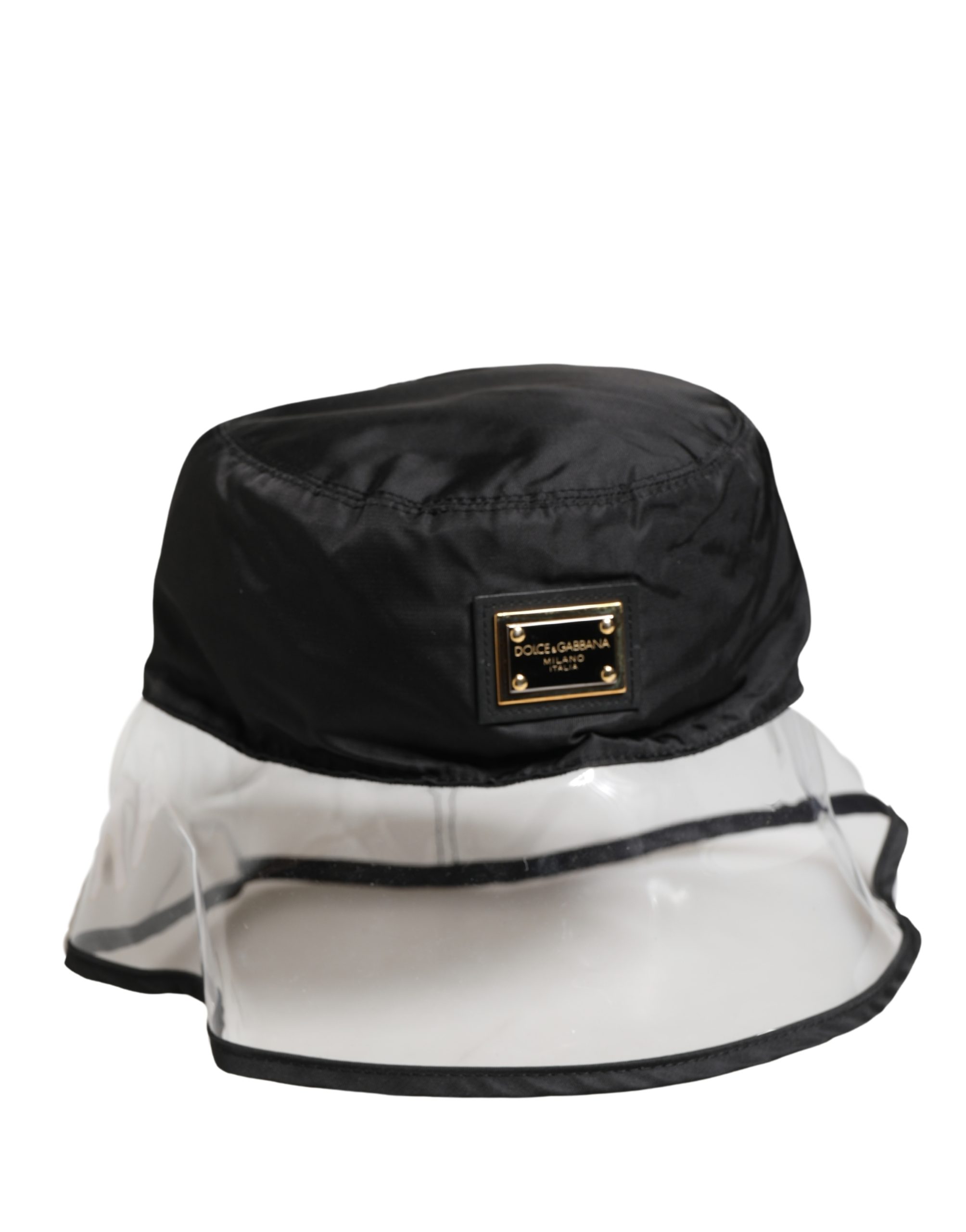 Dolce & Gabbana Men Black Plastic Fisherman Bucket Capello Hat - Image 2