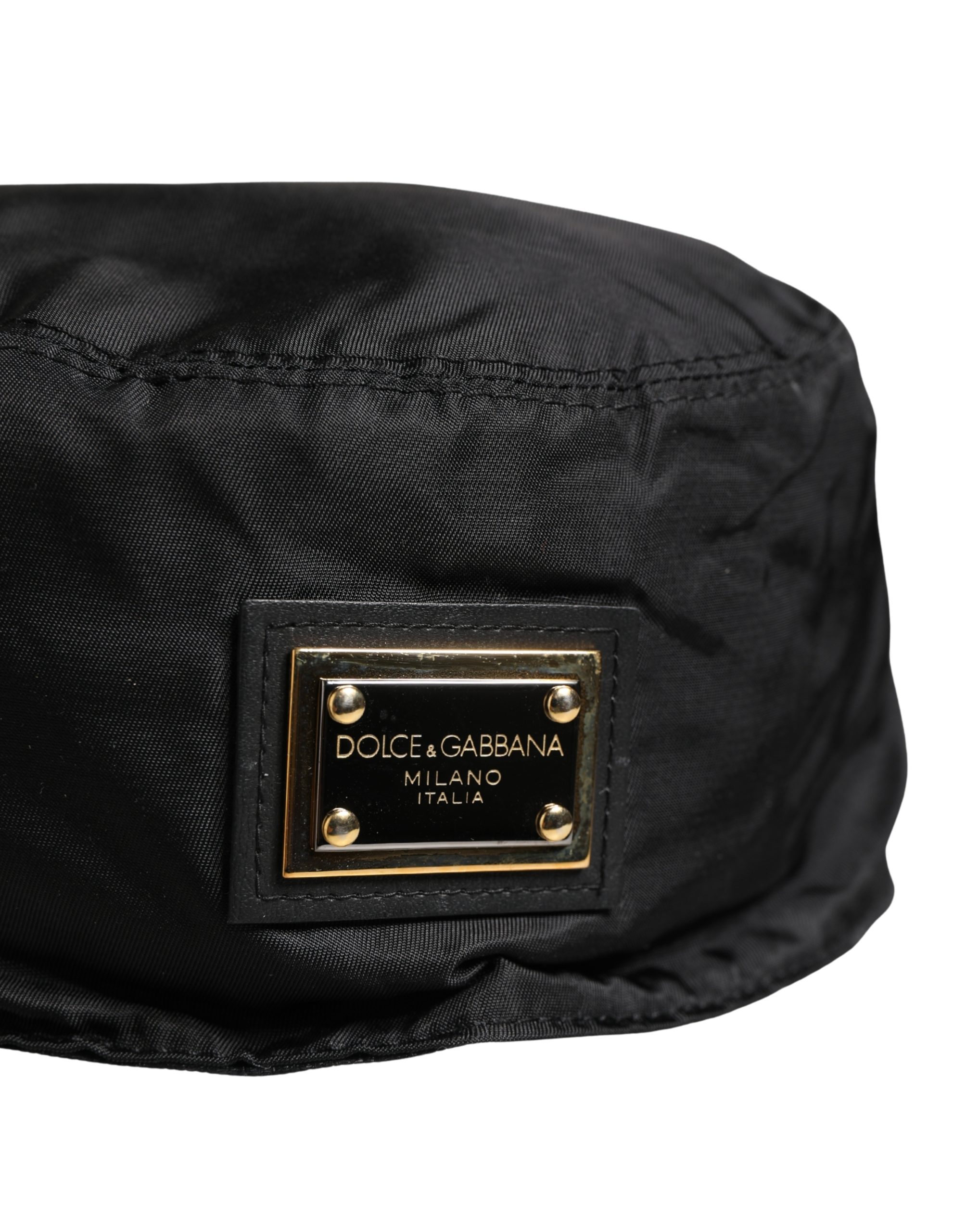 Dolce & Gabbana Men Black Plastic Fisherman Bucket Capello Hat - Image 3