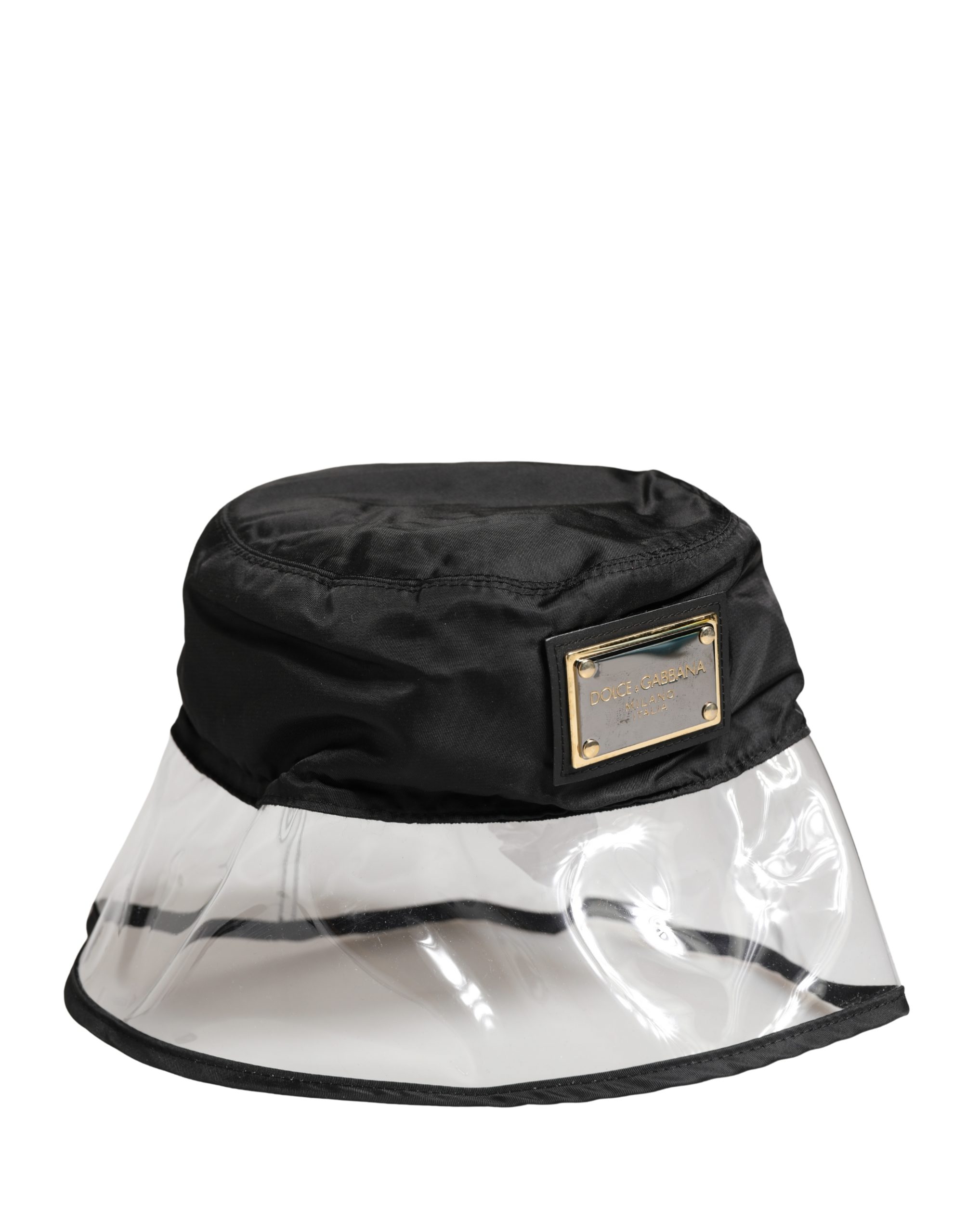 Dolce & Gabbana Men Black Plastic Fisherman Bucket Capello Hat - Image 2