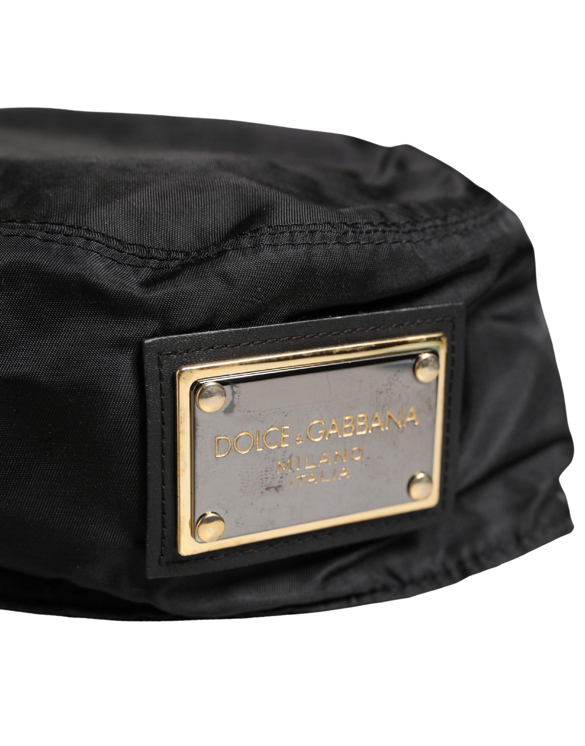 Dolce & Gabbana Men Black Plastic Fisherman Bucket Capello Hat - Image 3