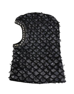 Dolce & Gabbana Black Wool Crystal Embellished Balaclava Hat