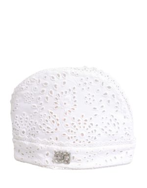 Dolce & Gabbana White Cotton Embroidered DG Crystal Headwear Hat