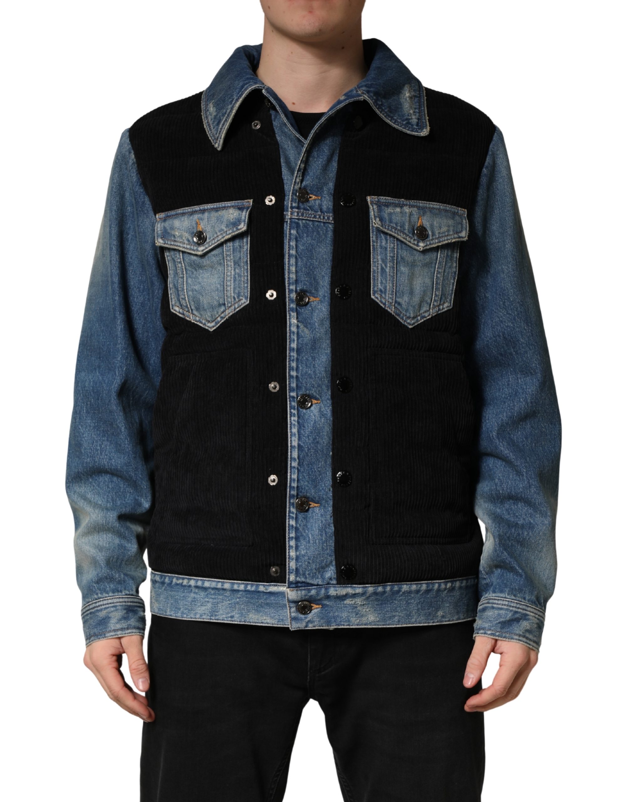 Dolce & Gabbana Black Blue Cotton Denim Blouson Men Jacket - Image 2