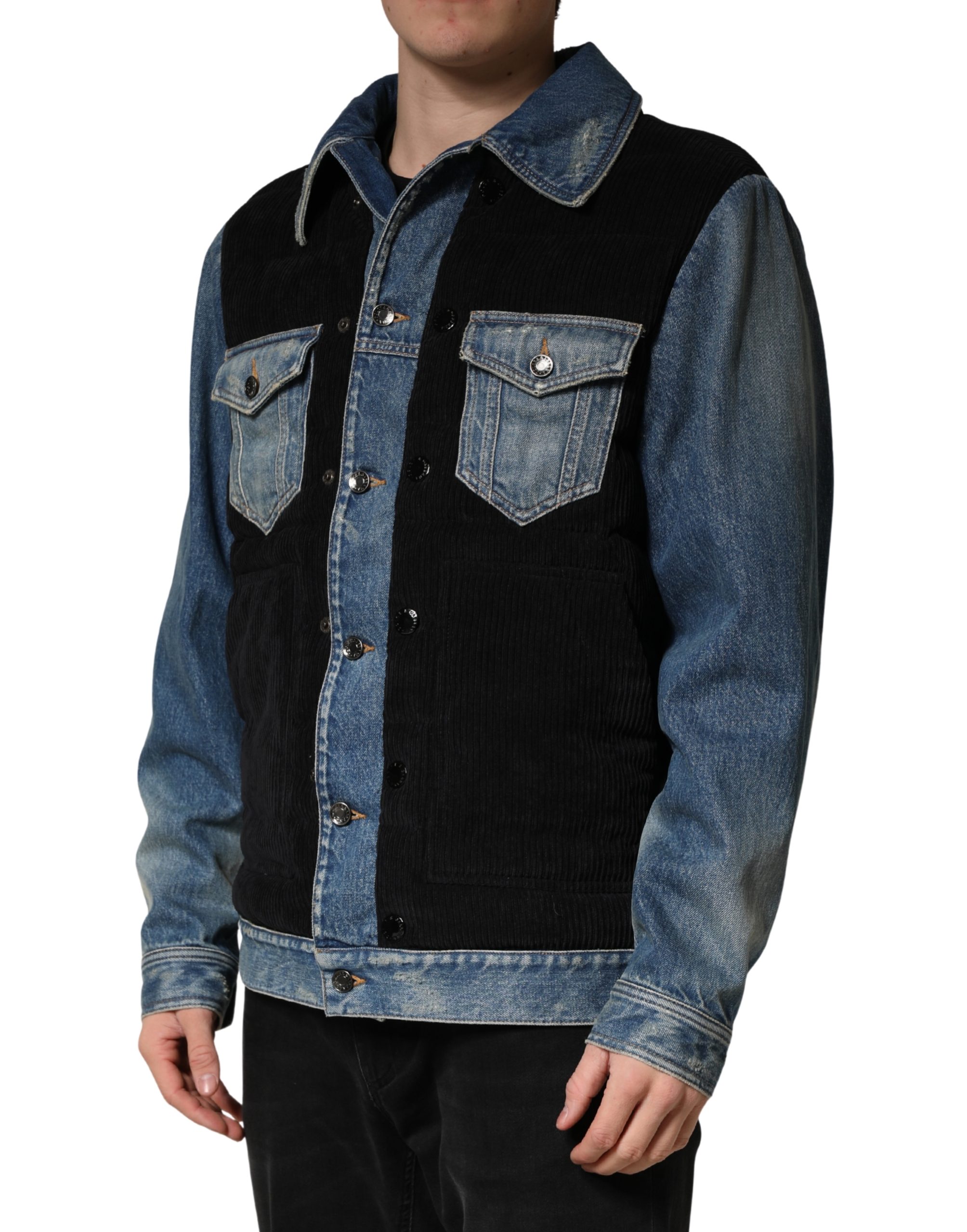 Dolce & Gabbana Black Blue Cotton Denim Blouson Men Jacket - Image 3