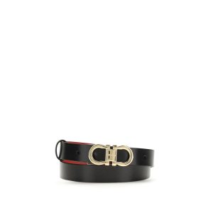 Ferragamo Black Calf Leather Bos Taurus Regular Belt
