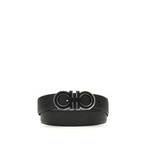 Ferragamo Black Calf Leather Bos Taurus Regular Belt