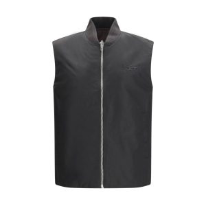Diesel Brown Polyamide Sleeveless Jacket