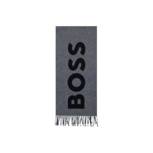 Hugo Boss Gray Wool Scarf