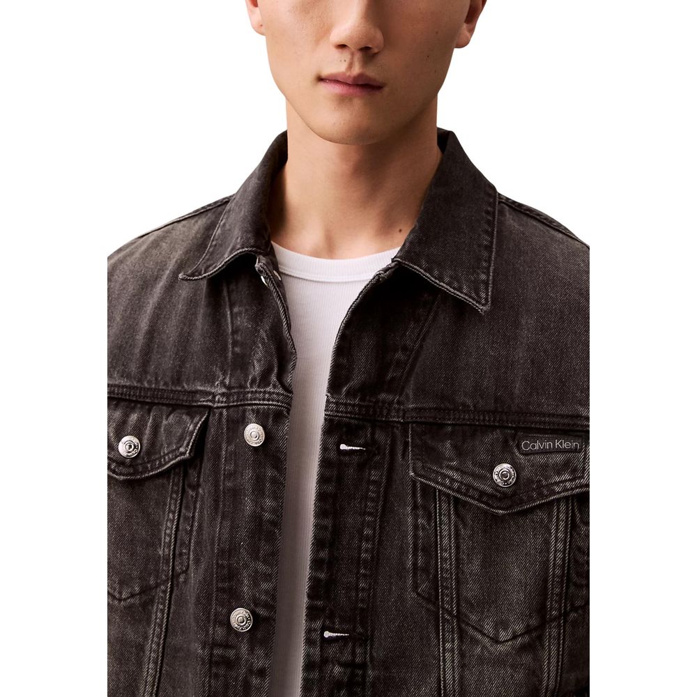 Calvin Klein Jeans Black Cotton Denim Jacket - Image 4