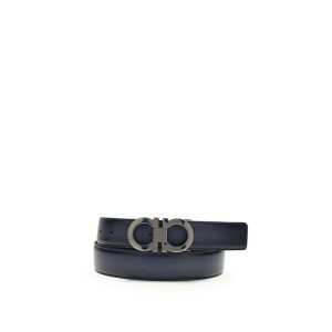 Ferragamo Black Calf Leather Bos Taurus Regular Belt