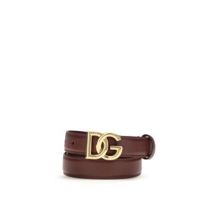 Dolce & Gabbana Bordeaux Calf Leather Bos Taurus Regular Belt