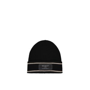 Balmain Black Merino Wool Beanie