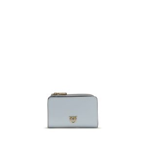 PINKO Blue Calf Leather Bos Taurus Wallet