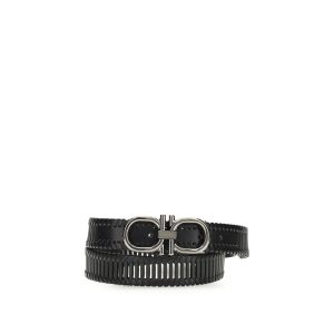 Ferragamo Black Calf Leather Bos Taurus Regular Belt
