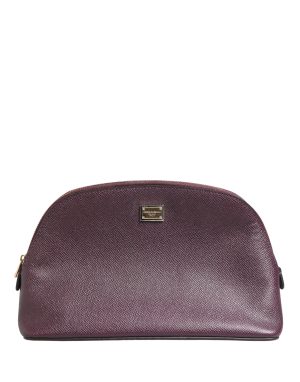 Dolce & Gabbana Dark Purple Leather DG Logo Zip Around Hand Purse Wallet