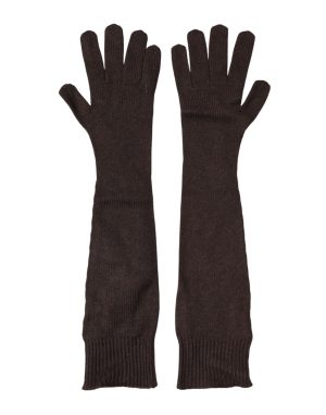 Dolce & Gabbana Brown Cashmere Knitted Elbow Length Mitten Gloves