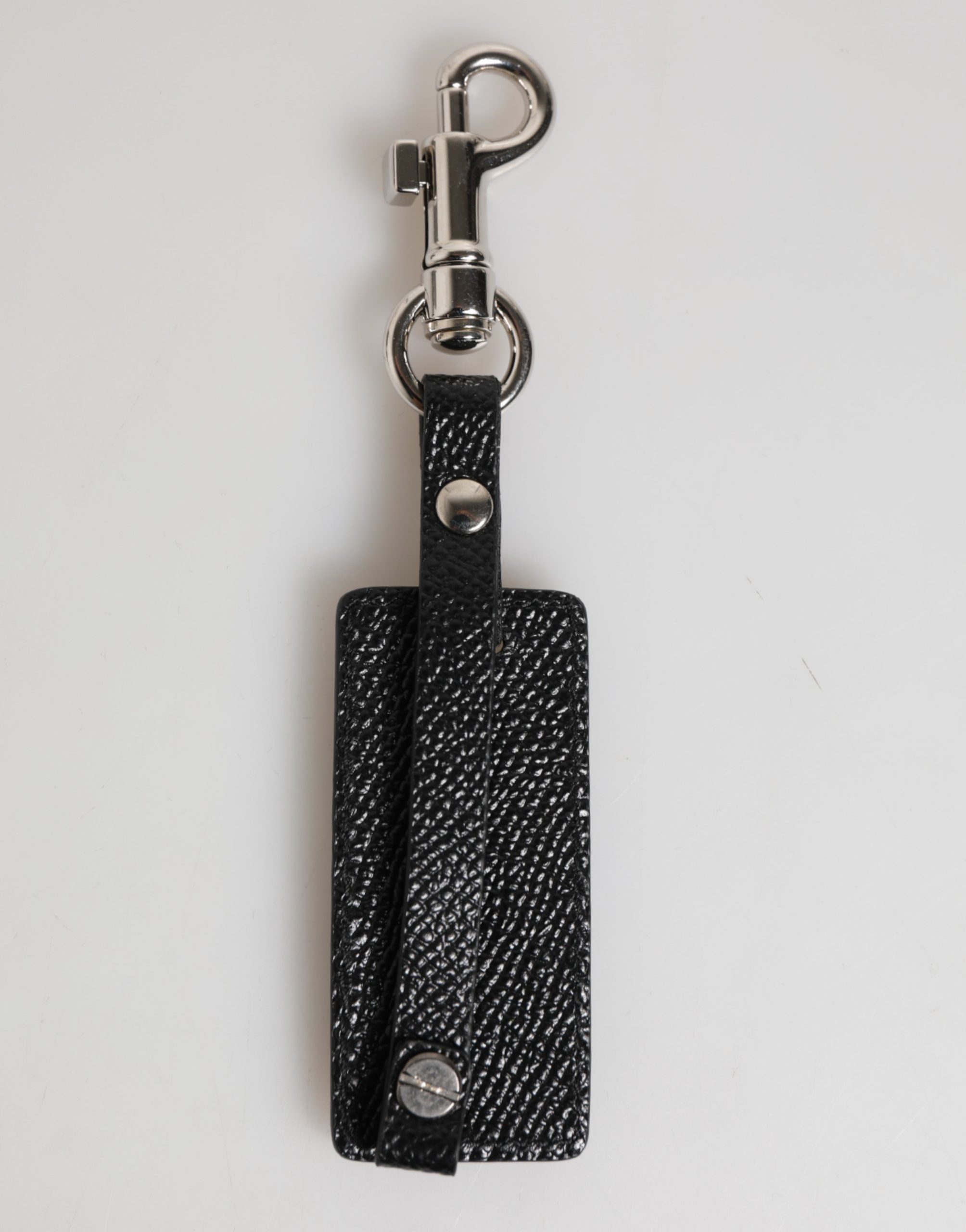 Dolce & Gabbana Black DG Logo Leather Silver Metal Keyring Men Keychain - Image 4