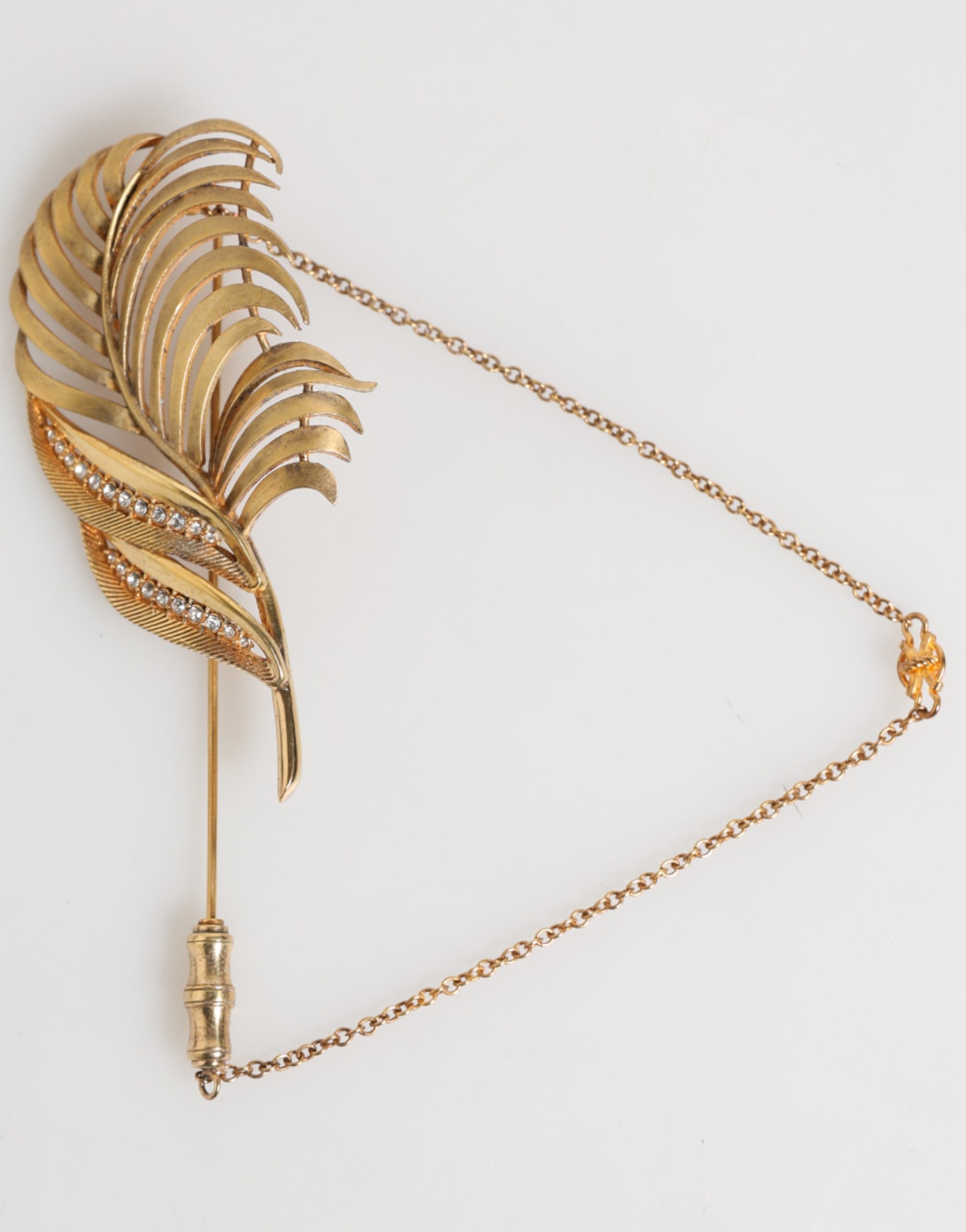 Dolce & Gabbana Gold Sterling Silver925 Leaf Embellished Lapel Pin Brooch - Image 2