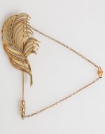 Dolce & Gabbana Gold Sterling Silver925 Leaf Embellished Lapel Pin Brooch