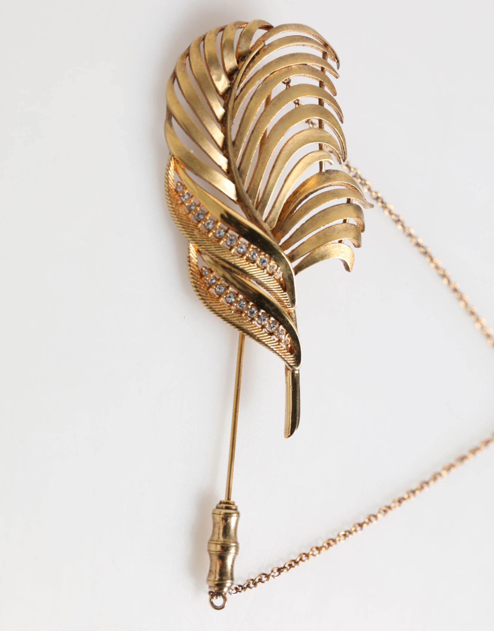Dolce & Gabbana Gold Sterling Silver925 Leaf Embellished Lapel Pin Brooch - Image 3