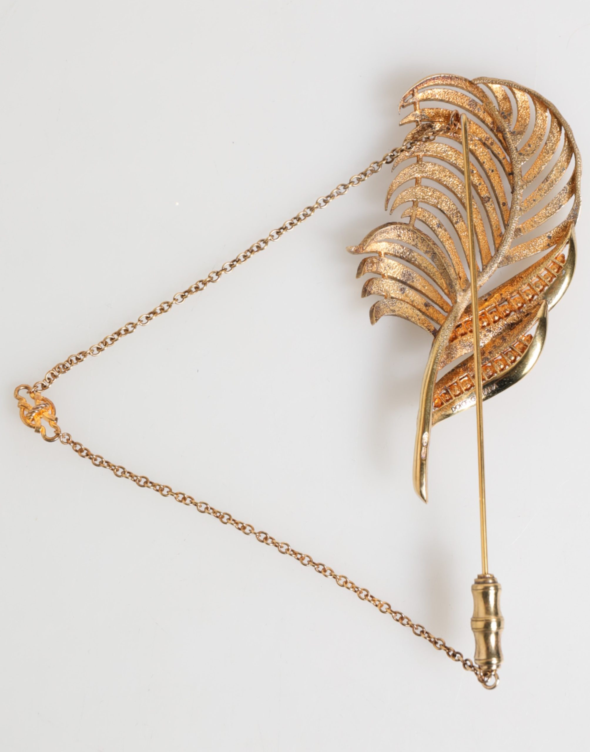 Dolce & Gabbana Gold Sterling Silver925 Leaf Embellished Lapel Pin Brooch - Image 4