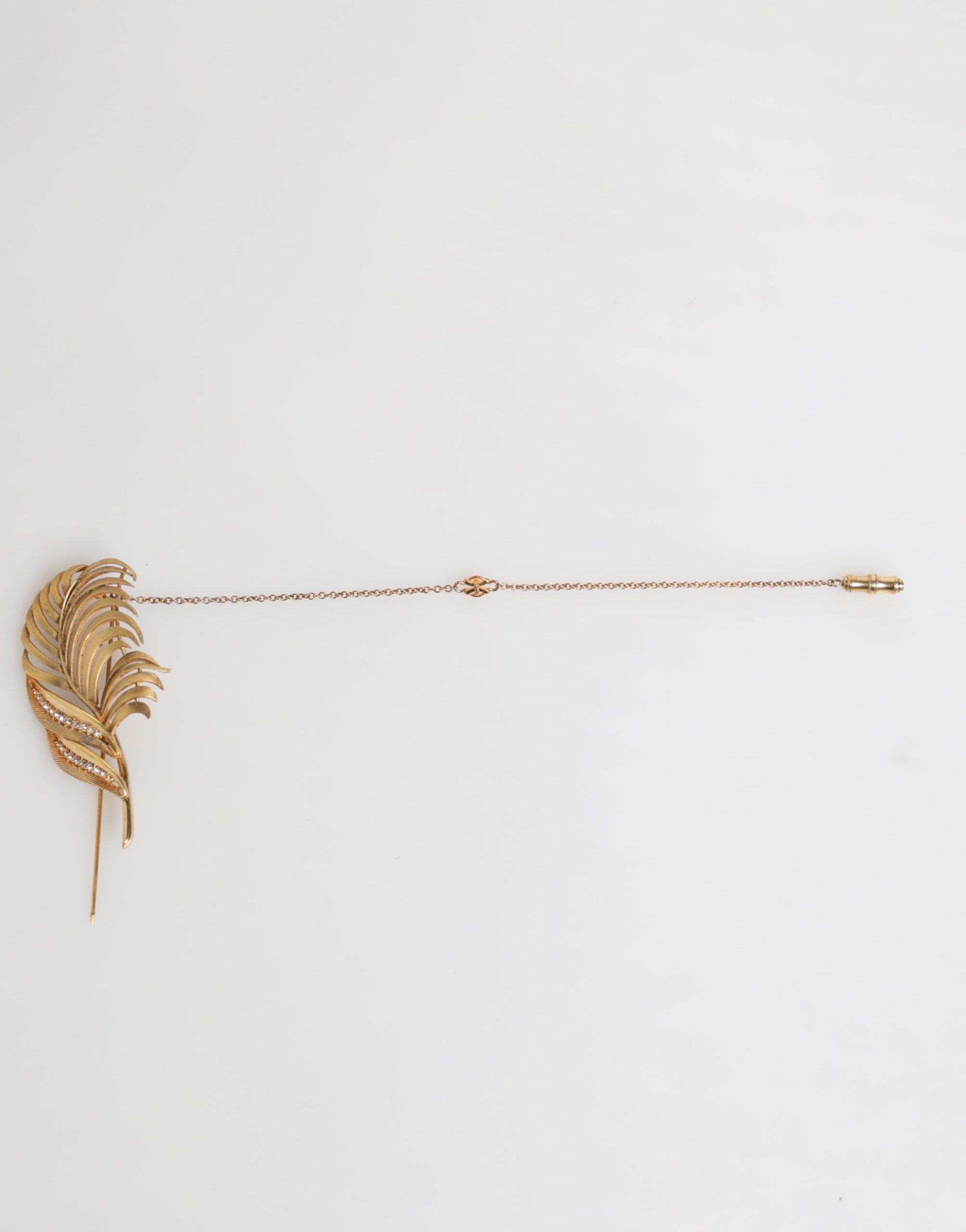 Dolce & Gabbana Gold Sterling Silver925 Leaf Embellished Lapel Pin Brooch - Image 5